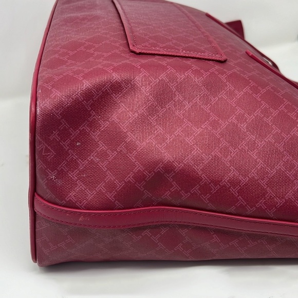 TUMI EVERYDAY TOTE BAG COATED CANVAS/ LEATHER/ RESPBERRY - Picture 9 of 13